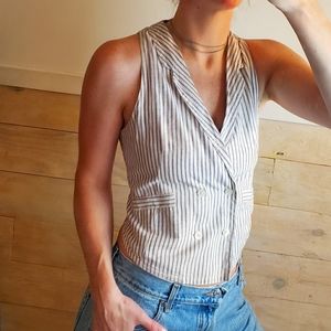 Vintage linen vest double breasted vest waistcoat